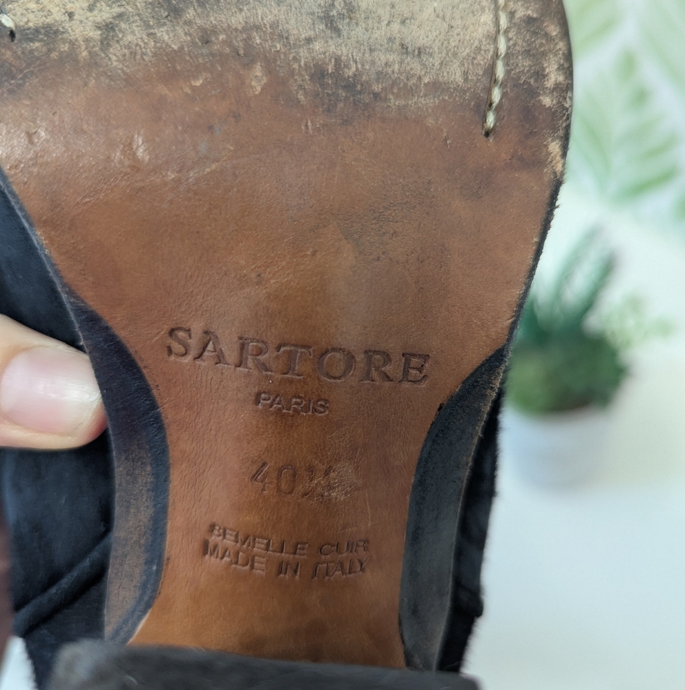 Sartore Paris Black Suede Women's Cowboy Boots 40.5 - Picture 9 of 10
